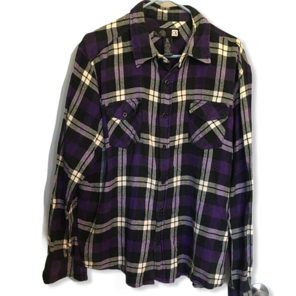 Op Men's  Button Down Flannel Shirt Purple Size XL